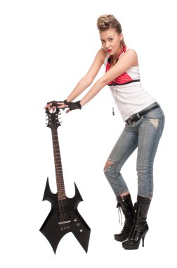 elektro gitar kadınla genç rock