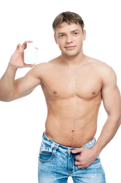 Man erbjuder grädde lotion — Stockfoto