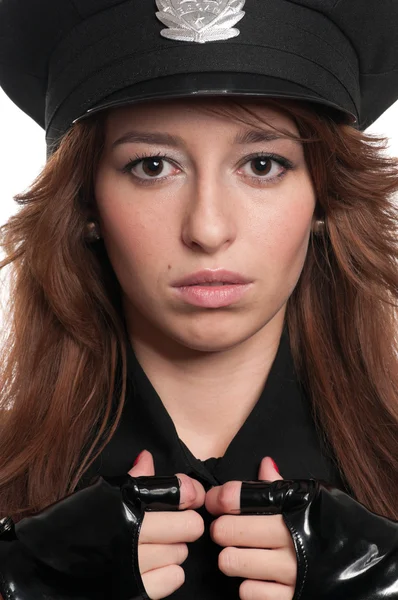 Красива поліцейська жінка в сексуальному костюмі — стокове фото