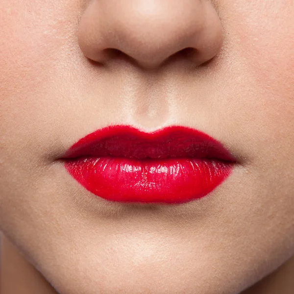 stock image Closeup portrait of young rock girl. Red lips