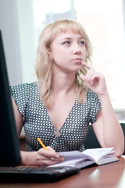 Closeup portrait of cute young business woman — Stock Photo, Image