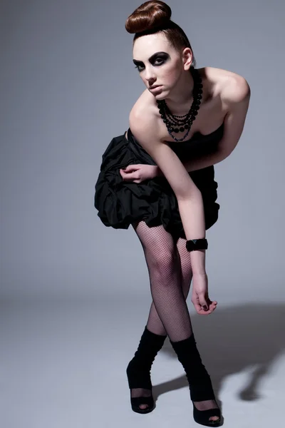 아름 다운 패션 모델 블랙 메이크업 — 스톡 사진