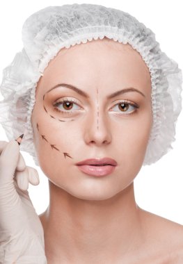 Düzeltme satırlarını kadın yüzü, daha önce ameliyat operetion tarihinde