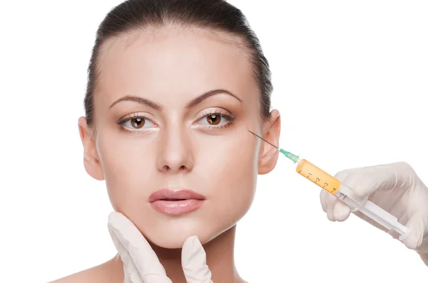 Injection cosmétique de botox dans le visage de beauté — Photo
