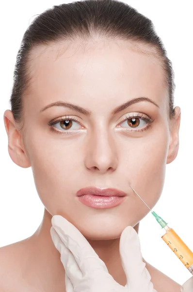 Injection cosmétique de botox dans le visage de beauté — Photo