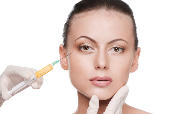 Cosmetic botox injection in the beauty face