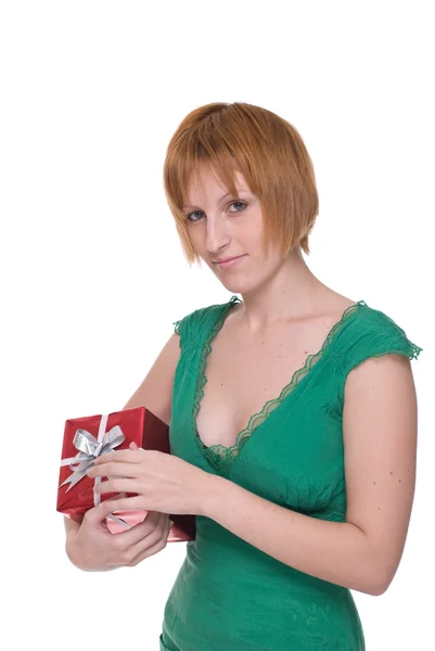 Ritratto ravvicinato di ragazza con regalo — Foto Stock