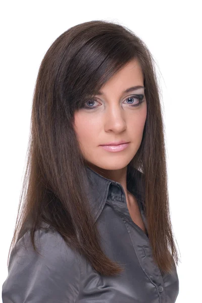 Portret van jonge emotionele zakenvrouw close-up — Stockfoto