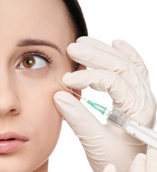 Kosmetiska botox injektion i skönhet ansiktet — Stockfoto