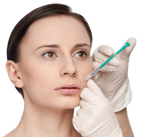 Kosmetische Botox-Injektion im Schönheitsgesicht — Stockfoto