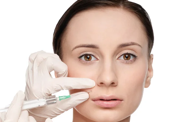 Kosmetische Botox-Injektion im Schönheitsgesicht — Stockfoto