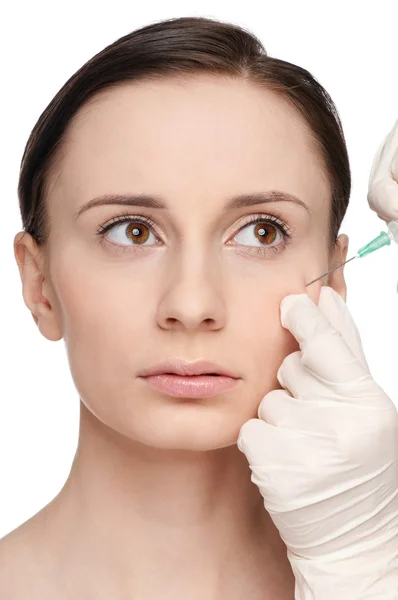 Injection cosmétique de botox dans le visage de beauté — Photo