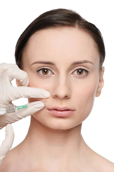 Kosmetická botox injekce do obličeje krásy — Stock fotografie