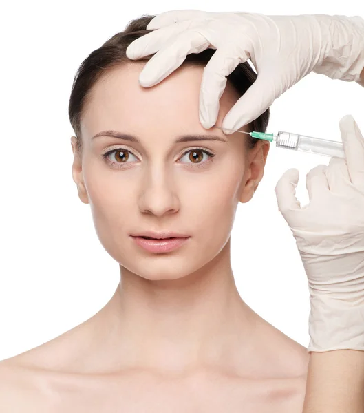 Injection cosmétique de botox dans le visage de beauté — Photo