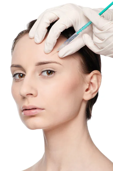 Cosmetic botox injection in the beauty face Stock Photo
