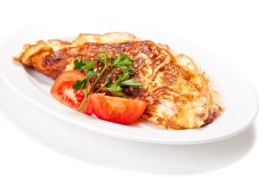 omlet otlar ve domates ile
