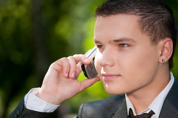 Stock image Business man talk by mobile phone. Student