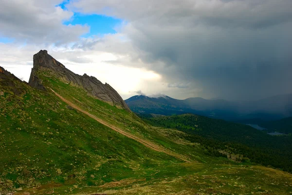 山の森と曇天 — ストック写真