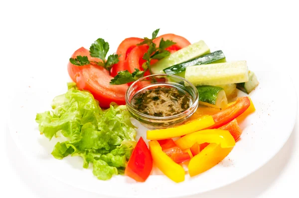 Fresh summer salad on white plate — Stock Photo, Image