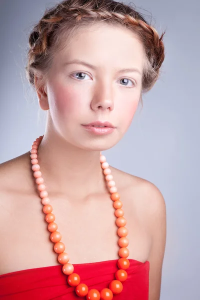 stock image Girl in Red Tops