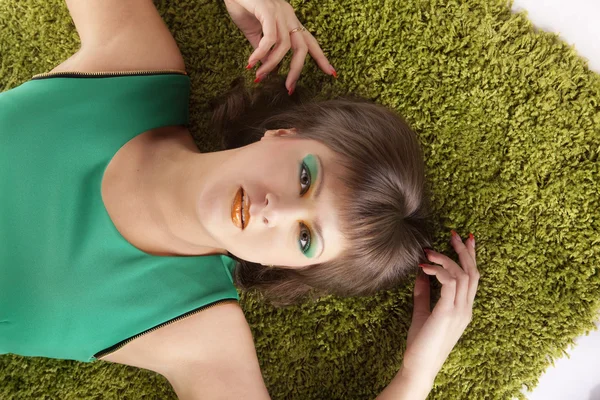 stock image Girl in green dress