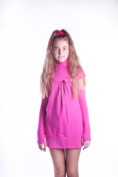 Tonåring liten flicka i rosa — Stockfoto