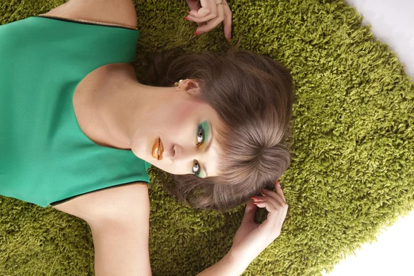 stock image Girl in green dress