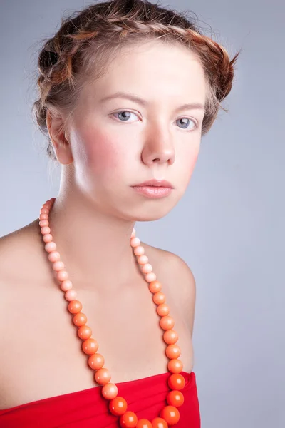 stock image Girl in Red Tops