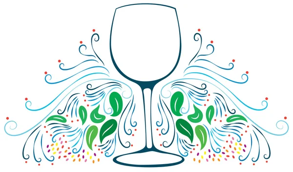 Decoratief glas wijn — Stockvector