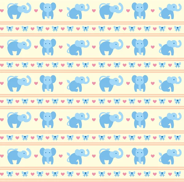 Elephant Blue Fun Pattern — Stock Vector