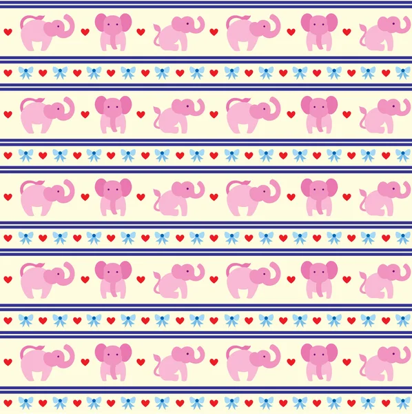 Elephant Pink Fun Pattern — Stock Vector