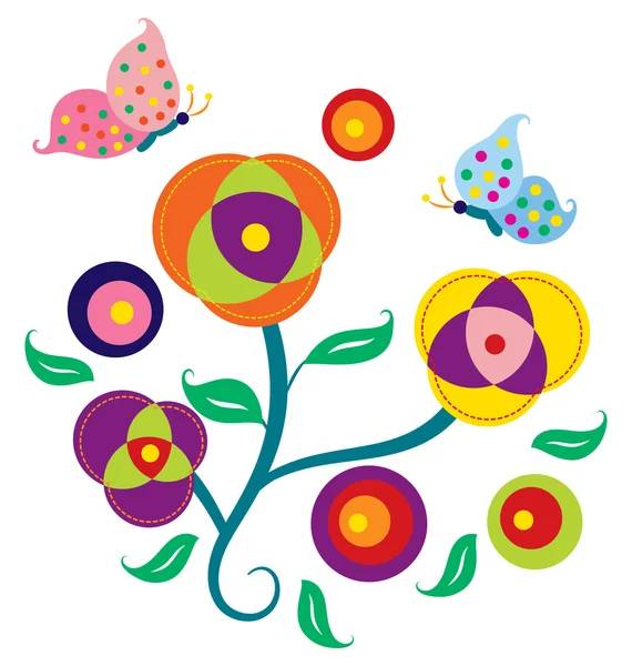 Blumen und Schmetterling — Stockvektor