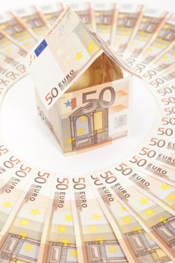 Euro house and banknotes clipart