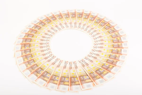 Euro banknotes arranged in a ring — Stock Photo, Image