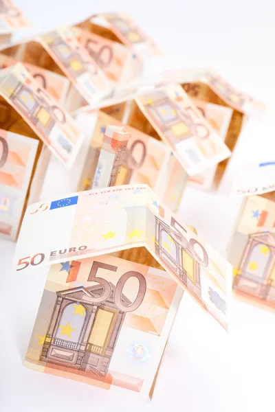 Houses from euro banknotes — Stock Photo, Image