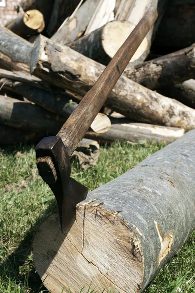 stock image Chopping winter firewood