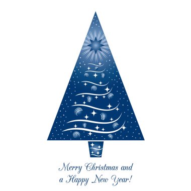 Blue Christmas Tree Greeting Card clipart