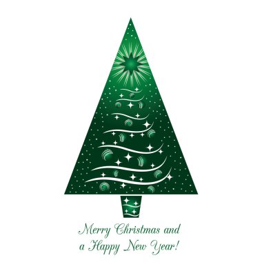 Yeşil Noel ağacı tebrik kartı