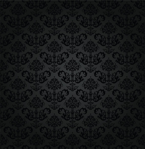 Seamless charcoal small floral elements wallpaper
