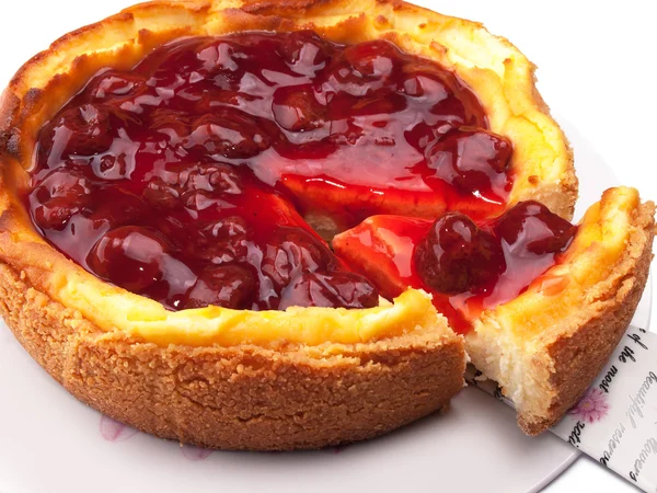 Cheesecake de baunilha com morangos — Fotografia de Stock