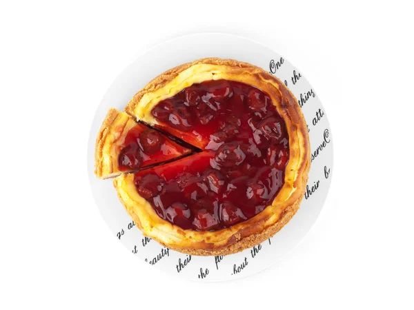 Vanilla cheesecake with strawberries — Stock Photo, Image