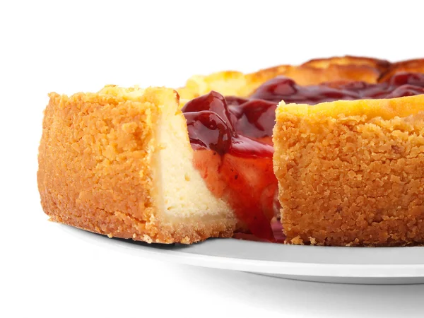 딸기 바닐라 치즈 케이크 — 스톡 사진