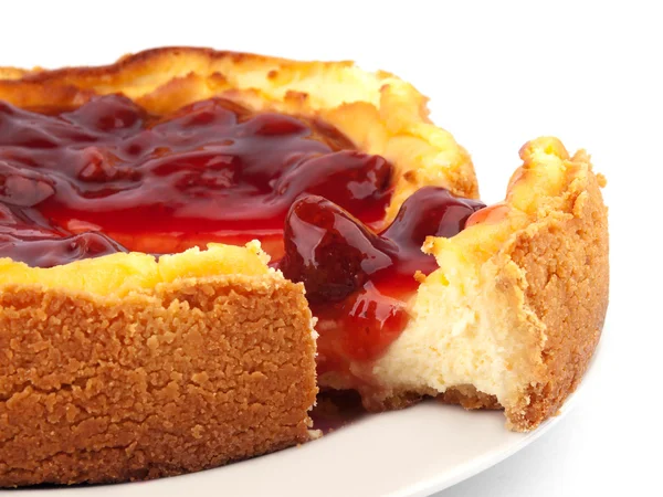 딸기 바닐라 치즈 케이크 — 스톡 사진