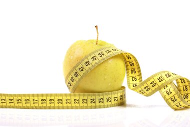 diyet kavramı. ölçme bant ile elma