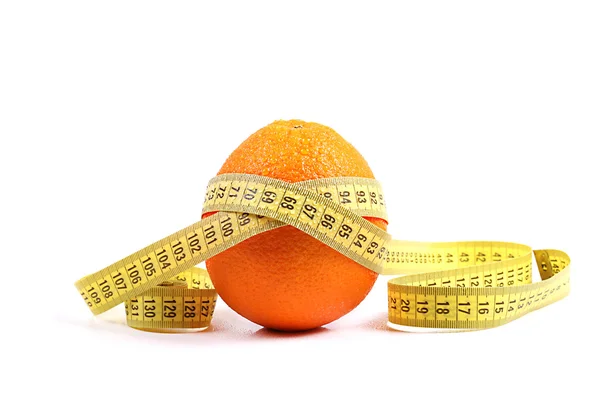 Naranja con cinta métrica — Foto de Stock