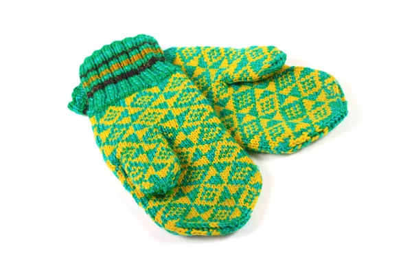 Zelené pletené rukavice — Stock fotografie