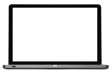 Beyaz arka plan üzerinde izole boş ekran dizüstü bilgisayar