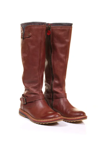 Brown leather boots — Stock Photo, Image