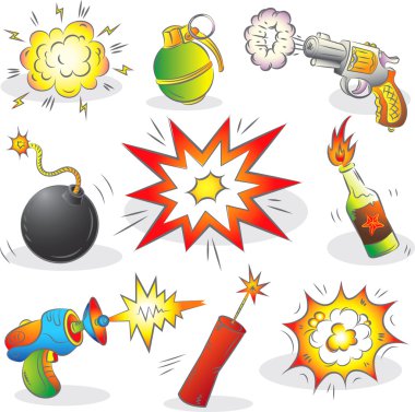 Set of Explosives and Weapon clipart