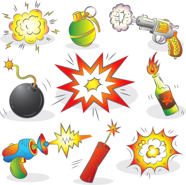 Ensemble d'explosifs et d'armes — Image vectorielle